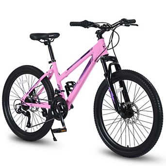 KWPZQEB 24 inch Mountain Bike with Shimano 21 Speeds & Dual Disc Brakes for Teenagers Girls, Women