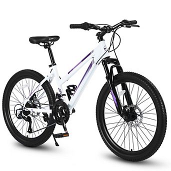 KWPZQEB 24 inch Mountain Bike with Shimano 21 Speeds & Dual Disc Brakes for Teenagers Girls, Women