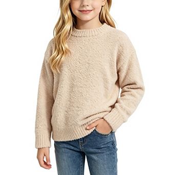 Girl's Crew Neck Long Sleeve Pullover Warm Sweater Top