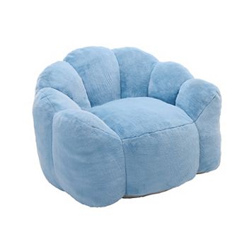 Adult Lotus Faux Fur Bean Bag Sofa with High-Density Foam, No Assembly Required