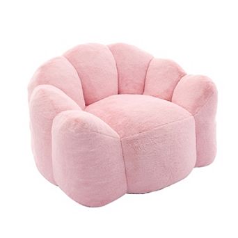 Adult Lotus Faux Fur Bean Bag Sofa with High-Density Foam, No Assembly Required