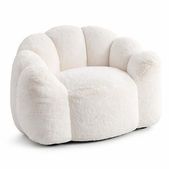 Adult Lotus Faux Fur Bean Bag Sofa with High-Density Foam, No Assembly Required