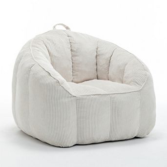 Corduroy Giant Bean Bag Sofa with Armrests and Comfort Foam Fill