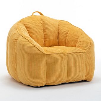 Corduroy Giant Bean Bag Sofa with Armrests and Comfort Foam Fill