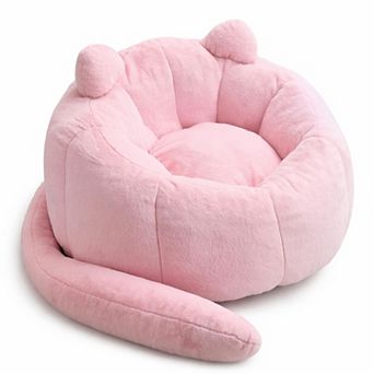 Cat-Shaped Faux Fur Bean Bag Sofa, Pre-Filled and Ready to Use