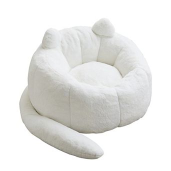 Cat-Shaped Faux Fur Bean Bag Sofa, Pre-Filled and Ready to Use