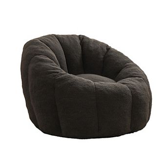 Faux Fur Bean Bag Chair with Armrests and High-Density Foam Fill