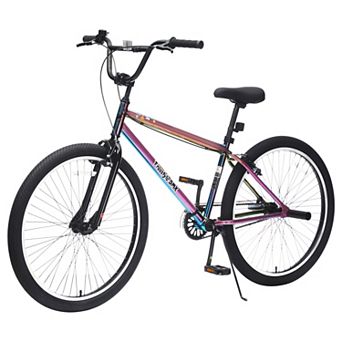Pnronnc Freestyle MTB Teens Bike Single Bicycle with 2 Pegs, Front Caliper Brake and Rear V Brake
