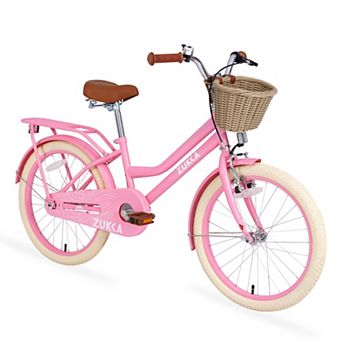 Pnronnc 20" Girls Bike Womens Bicycle with Basket for 7-10 Years Old Kids, No Training Wheels