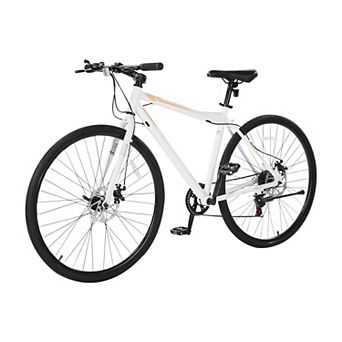 VEVOR Hybrid Bike, Lightweight Aluminum Frame, 700c Wheel Men Women, Step-Over, with 7 Speed