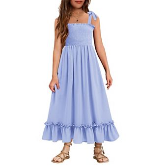 Arshiner Girls Summer Dress Boho Beach Casual Smocked Maxi Dresses