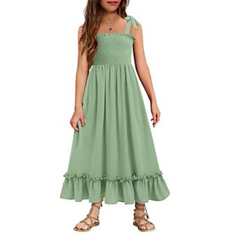 Arshiner Girls Summer Dress Boho Beach Casual Smocked Maxi Dresses