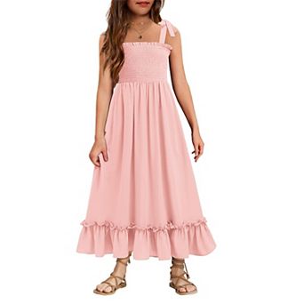 Arshiner Girls Summer Dress Boho Beach Casual Smocked Maxi Dresses