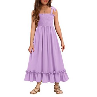 Arshiner Girls Summer Dress Boho Beach Casual Smocked Maxi Dresses