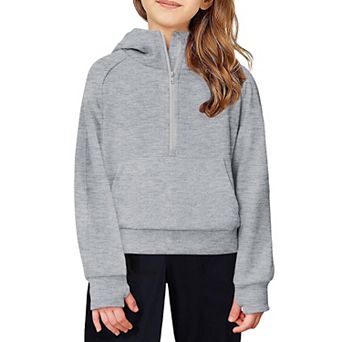 Arshiner Girls Half Zip Pullover Fleece Hooded Sweatshirt For Teen Long Sleeve Tops Fall Winter