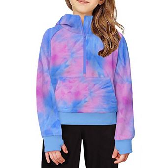 Arshiner Girls Half Zip Pullover Fleece Hooded Sweatshirt For Teen Long Sleeve Tops Fall Winter