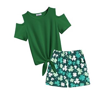 Arshiner Girls Short Sets Short Sleeve Tie Knot Tshirts And Casual Shorts With Pockets Cute Clothes