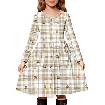 Arshiner Girls Long Sleeve Dresses Button Down Midi Dress with Pockets