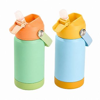 2-Pack Stainless Steel Insulated Water Bottles With Straws Leak Proof For School Travel