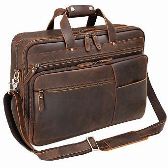 Full Grain Leather Briefcase Messenger Laptop Bag Business Travel Shoulder Bag