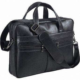 Water Resistant PU Leather Laptop Messenger Bag Business Satchel with Multi Pockets
