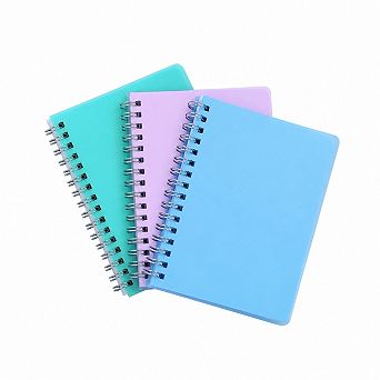 3-Pack Pocket Ruled Notebooks Lay Flat Water Resistant Cover School Office Supplies