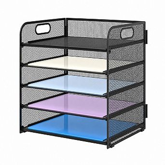 5 tier Mesh Paper Organizer With Handle Desk File Sorter For Office Home Classroom