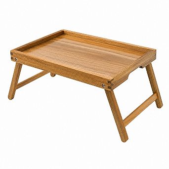 Acacia Wood Folding Bed Tray Table With Carrying Handles For Eating Laptop