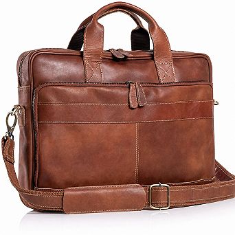 Top Grain Buffalo Leather Laptop Messenger Bag Multipurpose Office Satchel