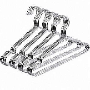 40 Pack Stainless Steel Hangers Grooves Space Saving Heavy Duty Rustproof