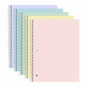 5-Pack 1 Subject College Ruled Spiral Notebook 140 Pages 3 Hole Punched School Study