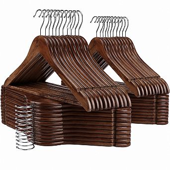 60 Pack Heavy Duty Wooden Clothes Hangers With Notches For Closet Storage