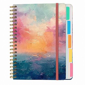 5 Subject Spiral Notebook College Ruled Hardcover Removable Dividers Work School Journal