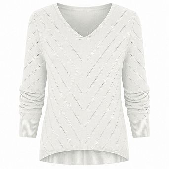 Women V Neck Casual Knit Long Sleeve Lightweight Pullover Tops Fall Fashion