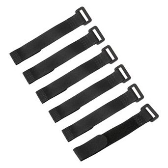 6 pc 6x0.6''Battery Tie Down Straps, Adjustable Hold Down with Hook & Loop Fastening Black