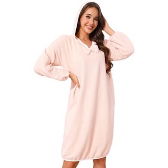 Women Bathrobe Towel Dress Long Sleeve Hooded After Shower