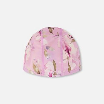 Toddlers Girl Swim Cap Flower Print