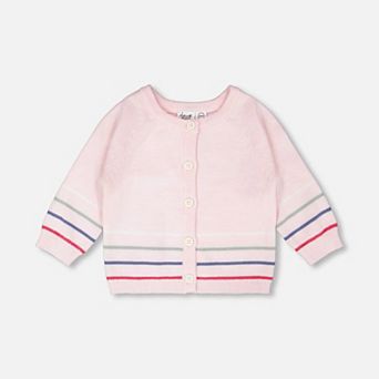 Baby Girl Cotton Knit Striped Button Front Cardigan