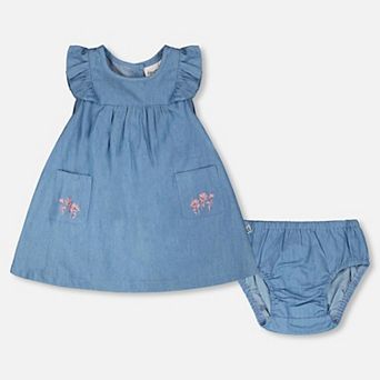 Baby Girl Chambray Dress and Bloomer Set