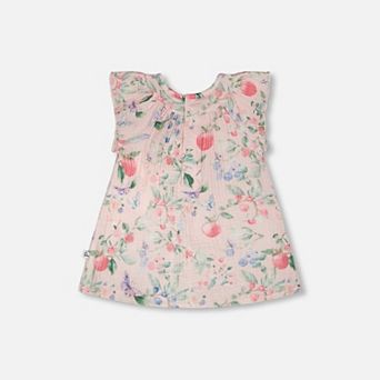 Baby Girl Cotton Muslin Dress and Bloomer Set Printed Berries