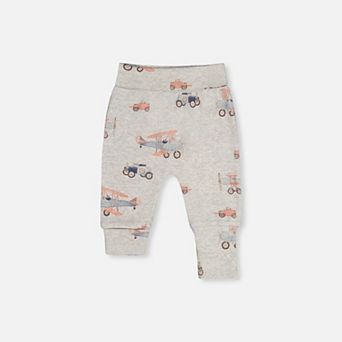 Baby Boy Organic Cotton Evolutive Pants with Printed Airplanes
