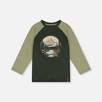 Little Kids Boy Raglan T-Shirt with Nature Graphic