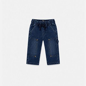 Baby Boy French Terry Denim Pants with Cargo Pockets