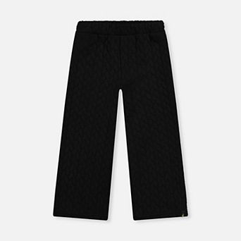 Big Kids Girl Quilted Diamond Jacquard Wide Leg Pants