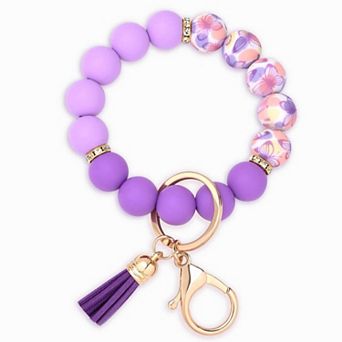 Silicone Beaded Keychain Wristlet Key Ring Cute Car Key Chain