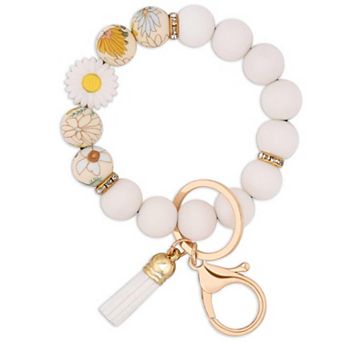 Silicone Beaded Keychain Wristlet Key Ring Cute Car Key Chain