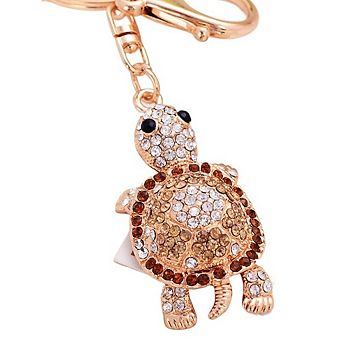 Cute Turtle Shape Crystal Rhinestone Sparkling Keychain