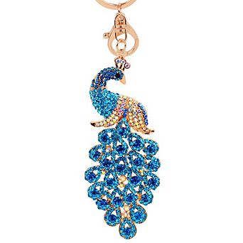 Peacock Keychain with Rhinestone for Bags or Purse