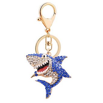 Shark Key Keychains Women Girl Cute Shiny Rhinestone Keyring