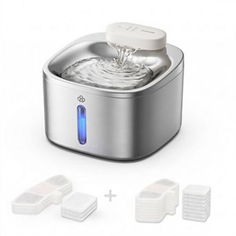 3.5L 118oz Cordless Cat Water Fountain Stainless Steel Automatic Pet Fountain 60 Days Battery